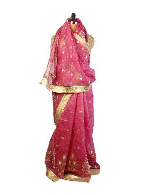 pink cotton banarasi saree - 901553 - Very Small Image - 1