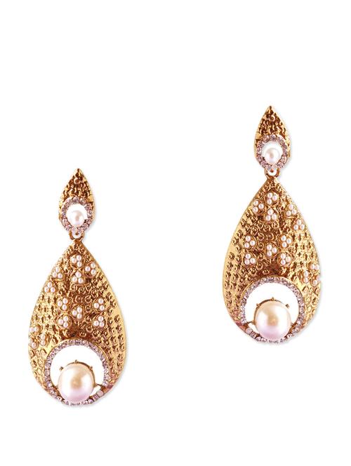 elegant gold and pearl statement earrings - 903182 - Very Small Image - 1
