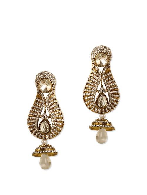 antique gold stone studded earrings - 903230 - Very Small Image - 1