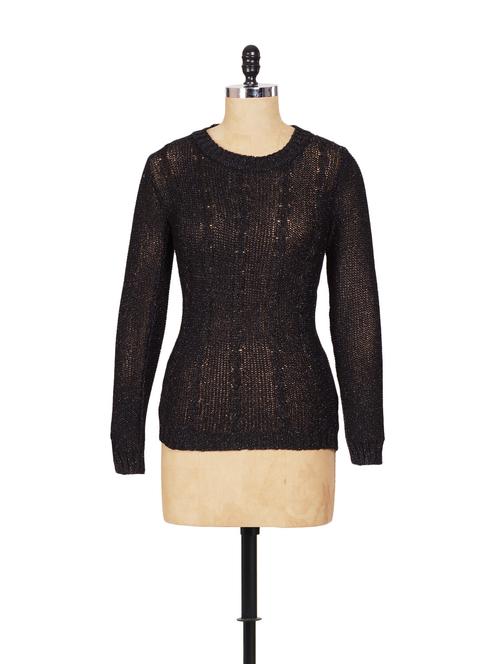 black see through round neck sweater - 906785 - Very Small Image - 1