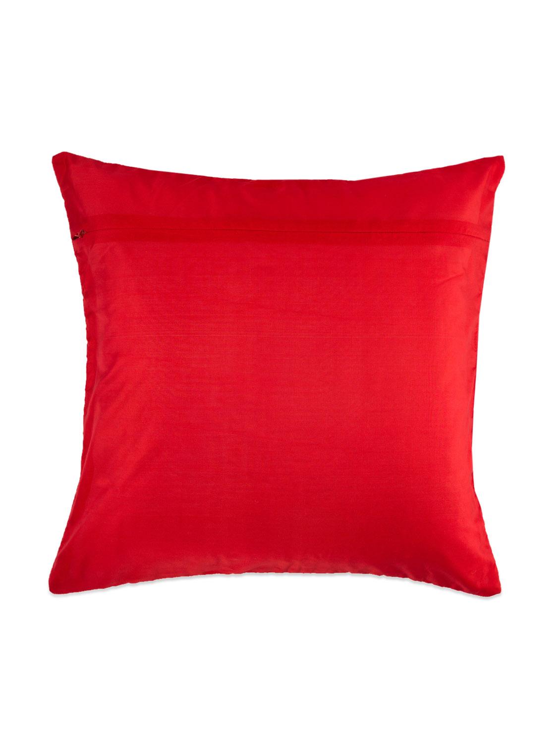 red cushion cover with checkered center patch - 907744 - Zoom Image - 2