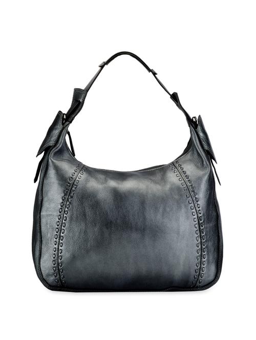 black leather handbag with stitch details - 910417 - Very Small Image - 1