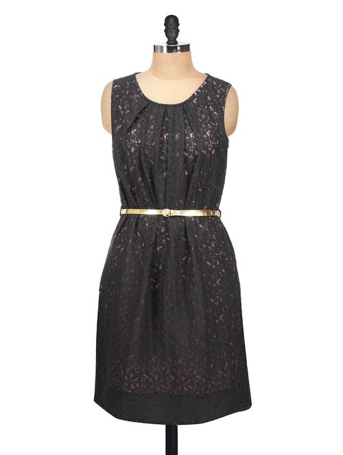 stunning black lace party dress with gold belt - 911725 - Very Small Image - 1