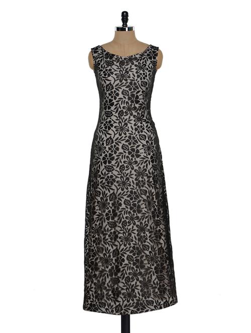 Beige and Black maxi Dress - 913896 - Very Small Image - 1