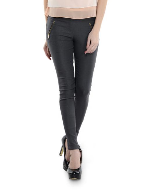 dark grey side zipper jeggings - 914817 - Very Small Image - 1