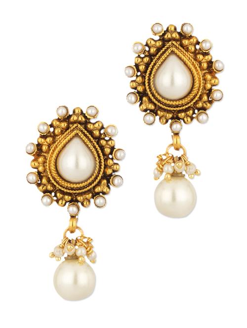 Festive Earrings With Pearl Beads - 917138 - Very Small Image - 1
