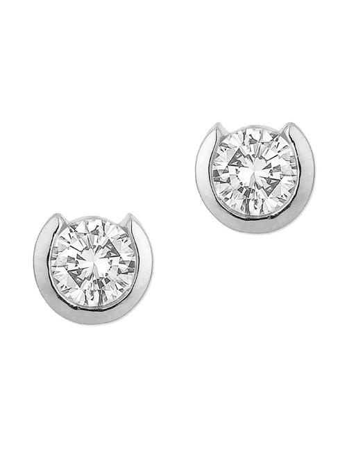 Sterling Silver Round Stud Earrings - 917902 - Very Small Image - 1