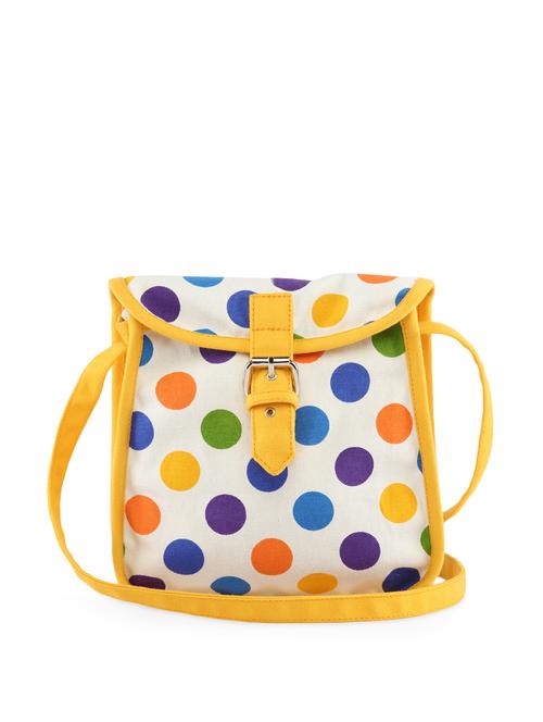 white polka printed cotton funky sling bag - 920421 - Very Small Image - 1