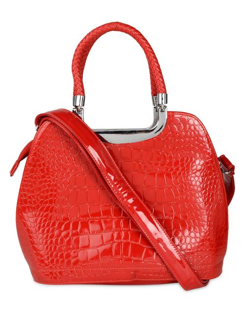 red glossy finish textured tote bag - 924097 - Very Small Image - 1