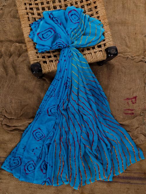 bandhej print silk jaipuri saree - 925568 - Very Small Image - 1