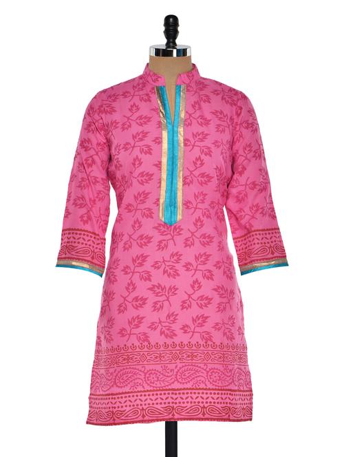pink cotton straight kurta - 926793 - Very Small Image - 1