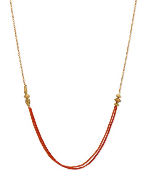 simple vermillion orange and gold necklace - 928407 - Very Small Image - 1