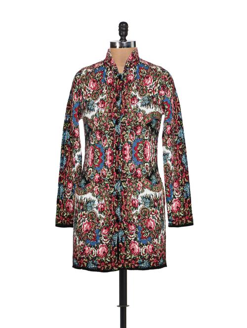 multicoloured floral woolen kurta - 929565 - Very Small Image - 1