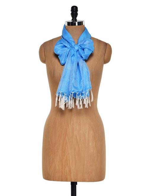 bright blue banarasi dupatta - 931688 - Very Small Image - 1