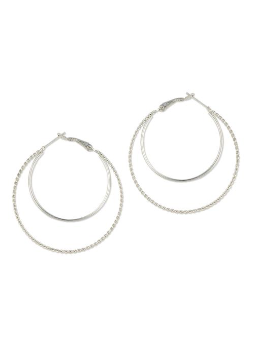 fashionable double hoop silver earrings - 932975 - Very Small Image - 1