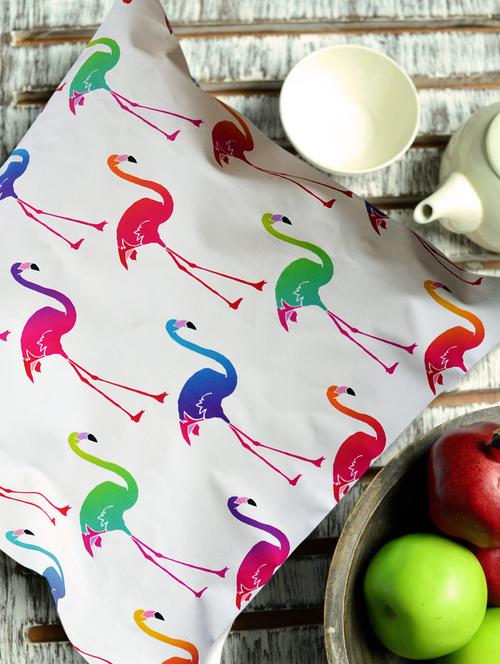 White and blue flamingo print cushion cover - 937185 - Very Small Image - 1
