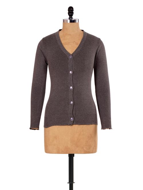 solid grey knitted cardigan - 937211 - Very Small Image - 1