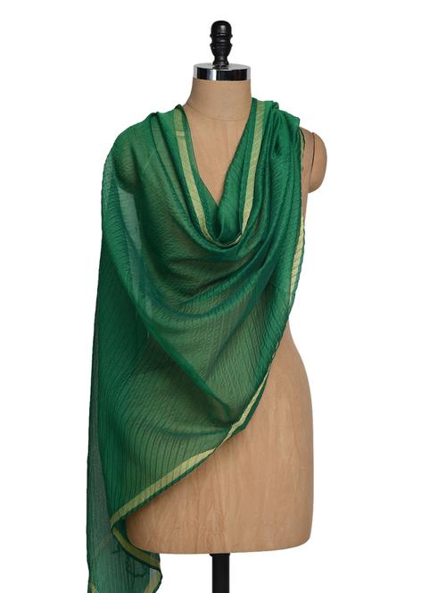 Solid bottle green dupatta - 937552 - Very Small Image - 1