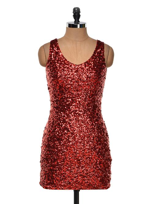 Solid red sequined dress - 940335 - Very Small Image - 1