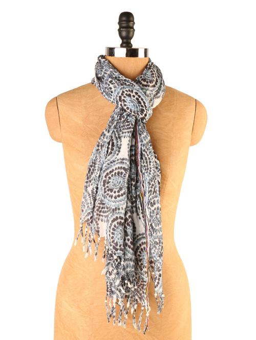 brown and blue printed scarf - 941137 - Very Small Image - 1