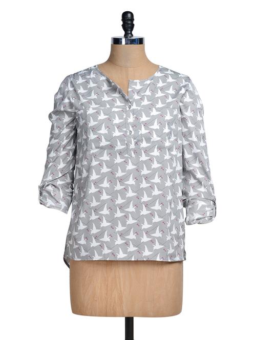 grey bird print top - 943197 - Very Small Image - 1