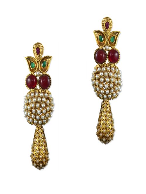 gold pearl studded earrings - 943994 - Very Small Image - 1
