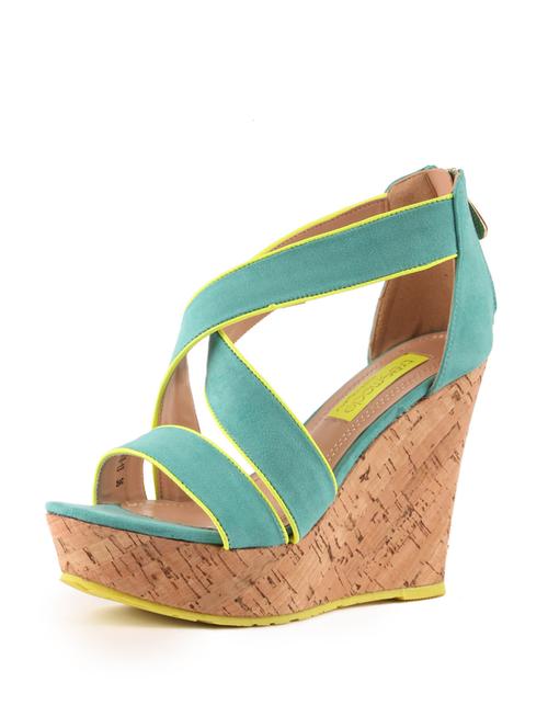 refreshing blue and neon wedge sandals - 9509 - Very Small Image - 1