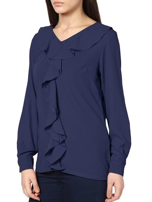 navy blue ruffled top - 951528 - Very Small Image - 1