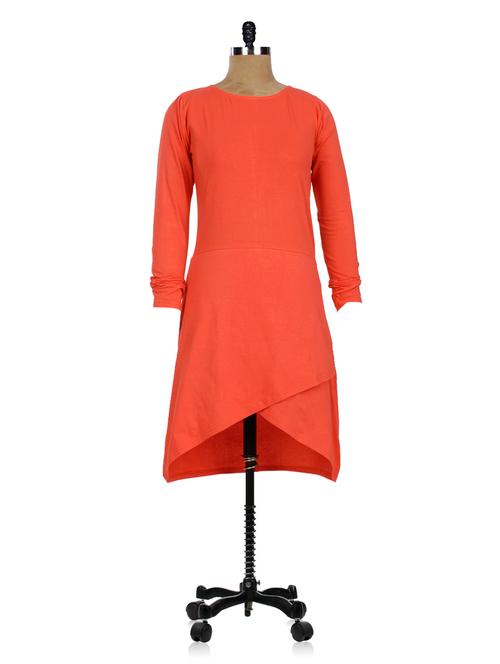 orange asymmetric cotton knit dress - 953094 - Very Small Image - 1