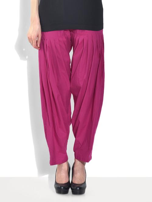 solid pink cotton patiala salwar - 9542319 - Very Small Image - 1