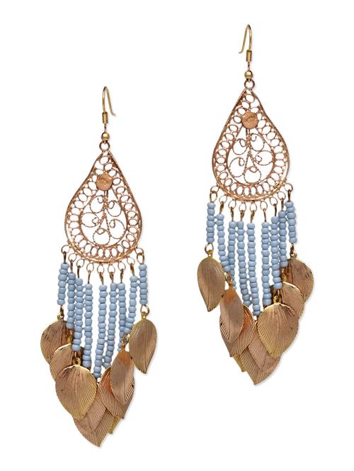 gold and blue drop earrings - 9546808 - Very Small Image - 1