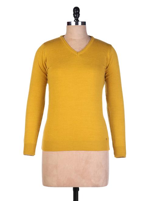 yellow wool plain pull over - 9554301 - Very Small Image - 1