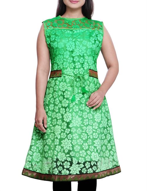 green net a-line kurta - 9559347 - Very Small Image - 1