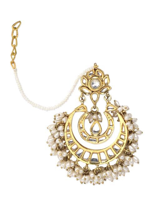 beaded 22k gold plated chandbali earrings - 9568346 - Very Small Image - 1