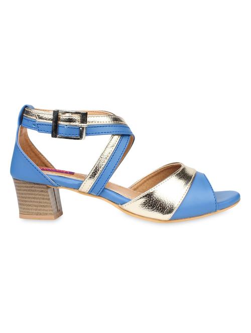 blue faux leather  open toed block heel sandals - 9568772 - Very Small Image - 1