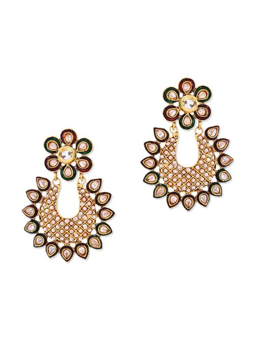 green copper kundankari chand bali earrings - 9584212 - Very Small Image - 1