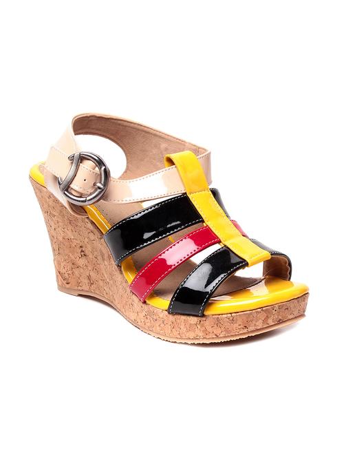 Multicoloured strappy faux leather wedges - 9589633 - Very Small Image - 1