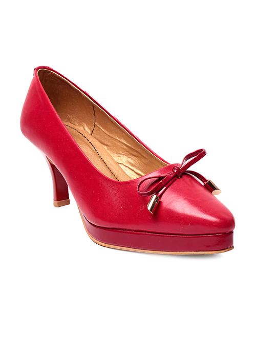 red bow-detailed faux leather heels - 9589712 - Very Small Image - 1