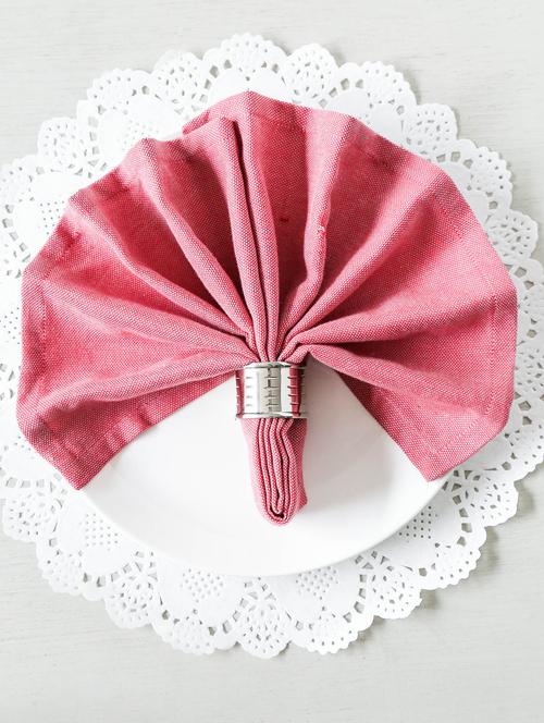 red cotton square table napkins (set of 6) - 9593561 - Very Small Image - 1