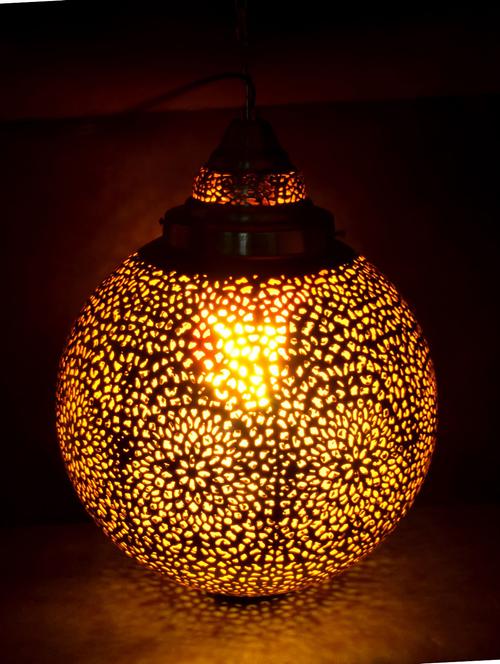 silver perforated iron hanging lamp - 9605438 - Very Small Image - 1