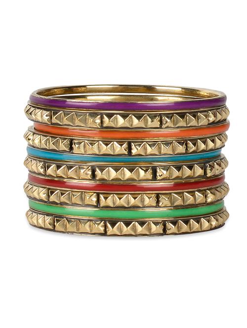 delicate golden with multicoloured bangle set - 960626 - Very Small Image - 1
