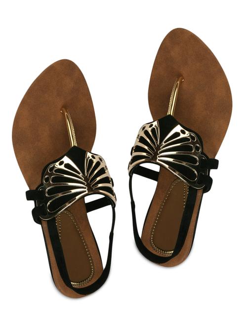 black butterfly embellished faux leather sandals - 9611944 - Very Small Image - 1