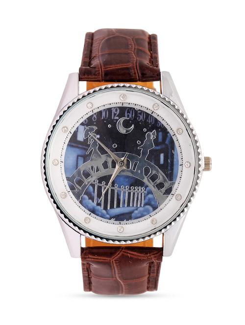brown  faux leather analog watch - 9613050 - Very Small Image - 1