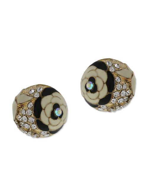 golden and stone flower clip on earring - 9613268 - Very Small Image - 1