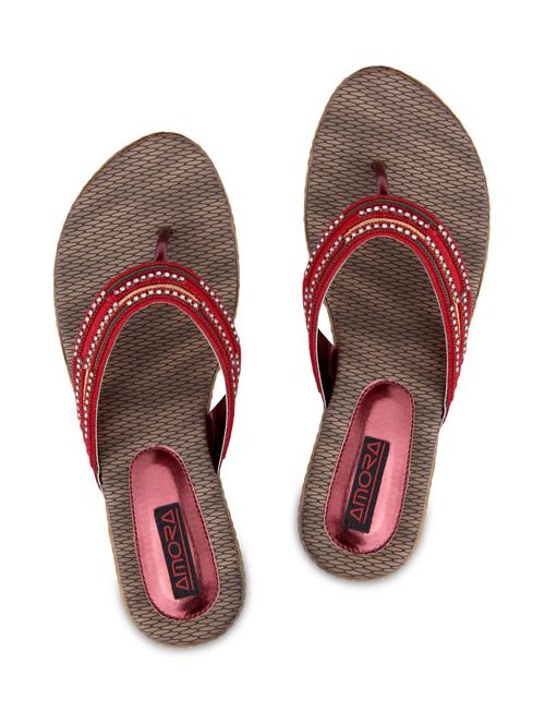 red leatherette embellished wedges - 9615155 - Very Small Image - 1