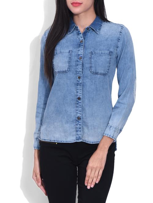 plain blue cotton shirt - 9620256 - Very Small Image - 1