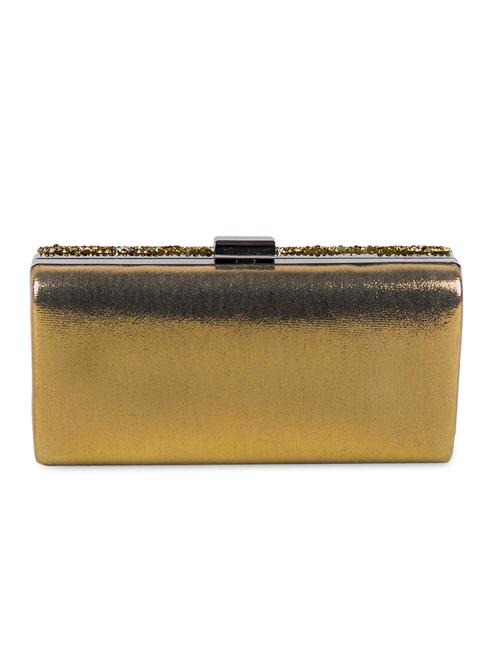 Gold Faux Leather Embellished Clutch - 9620468 - Very Small Image - 1
