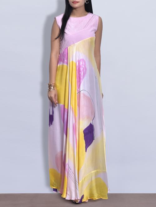 multicoloured printed sleeveless long dress - 9621378 - Very Small Image - 1