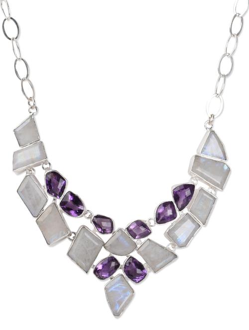 embellished white geometric necklace - 962236 - Very Small Image - 1
