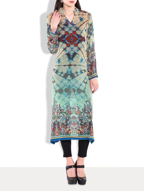 multi georgette printed  straight  kurta - 9622370 - Very Small Image - 1